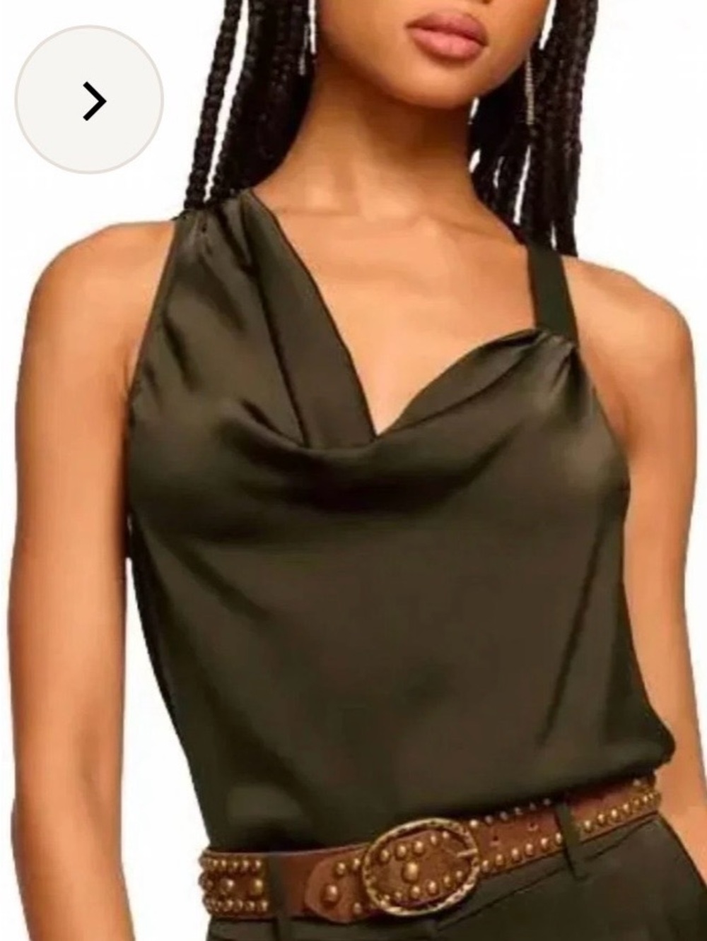 Ramy Brook- Zoe Cowl Neck Tank Top - Deep Olive NWT